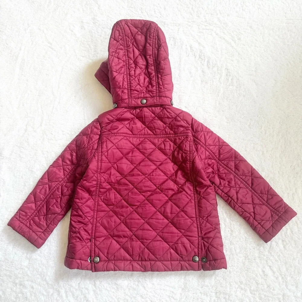 Burberry Baby Girls Puffer Jacket 12m Nova Check Berry Pink Horse Hooded Kids